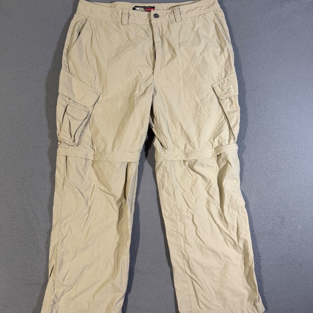 Under Armour Mens‎ Convertible Ripstop Cargo Hiking Pants W38 L30 Beige Outdoor